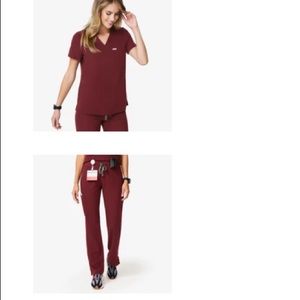 Maroon fig scrub pants